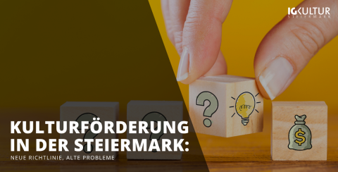 Hand ordnet bemalte Holzwürfel mit Symbolen wie Fragezeichen, Geldsack und Glühbirne.